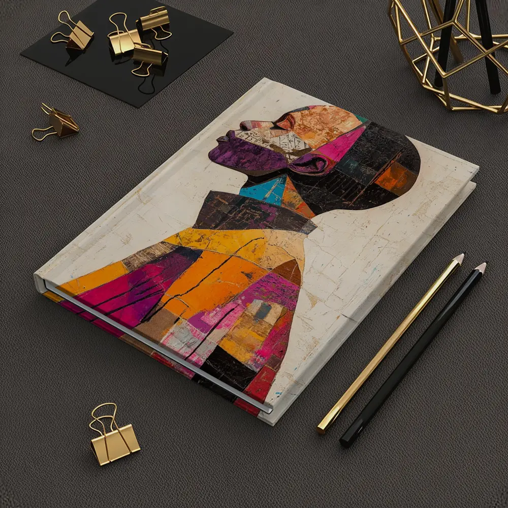 Abstract Collage Portrait Man Side Profile – Notebooks