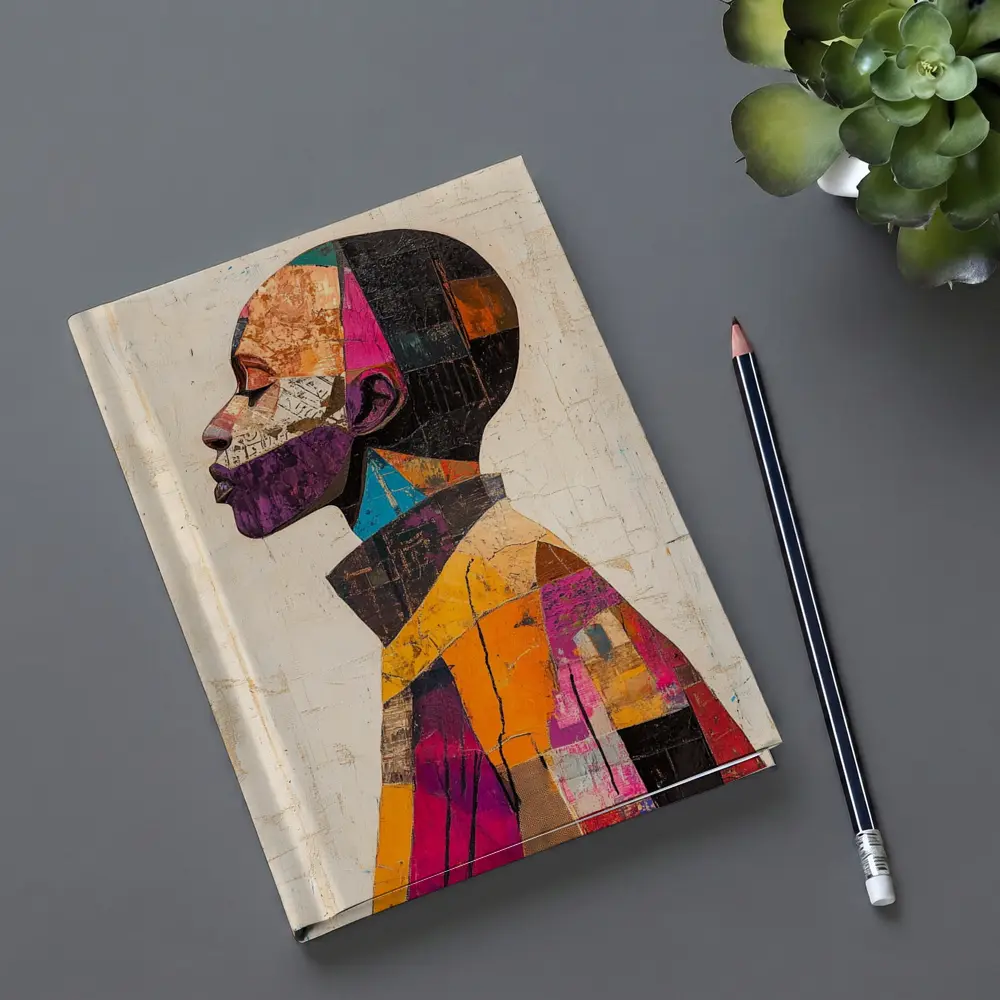 Abstract Collage Portrait Man Side Profile – Notebooks