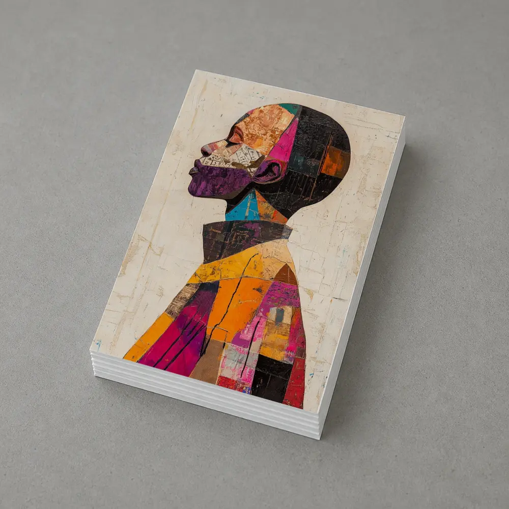 Abstract Collage Portrait Man Side Profile – Postcards
