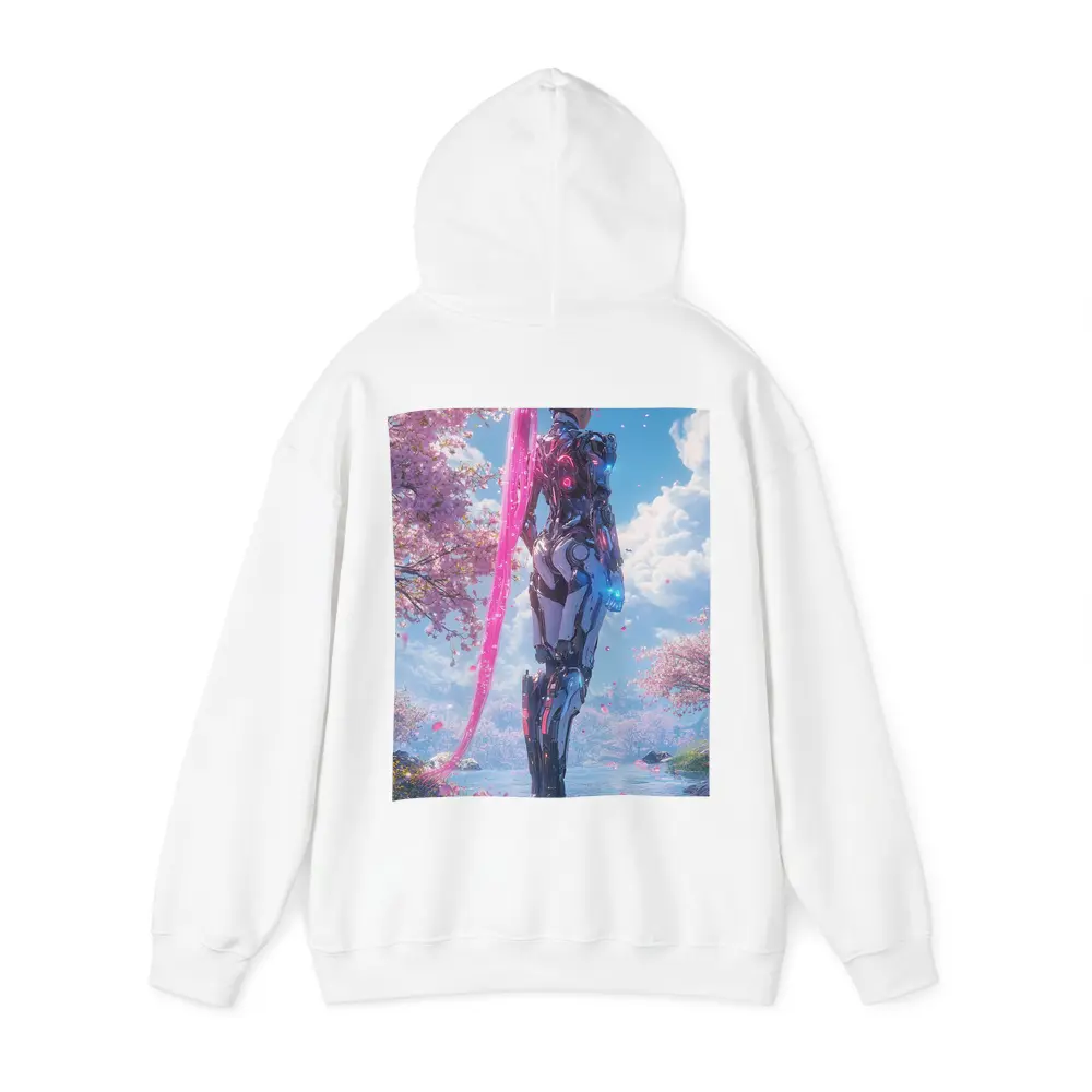 Cyberpunk Robot Girl Cherry Blossom Garden – Hoodies
