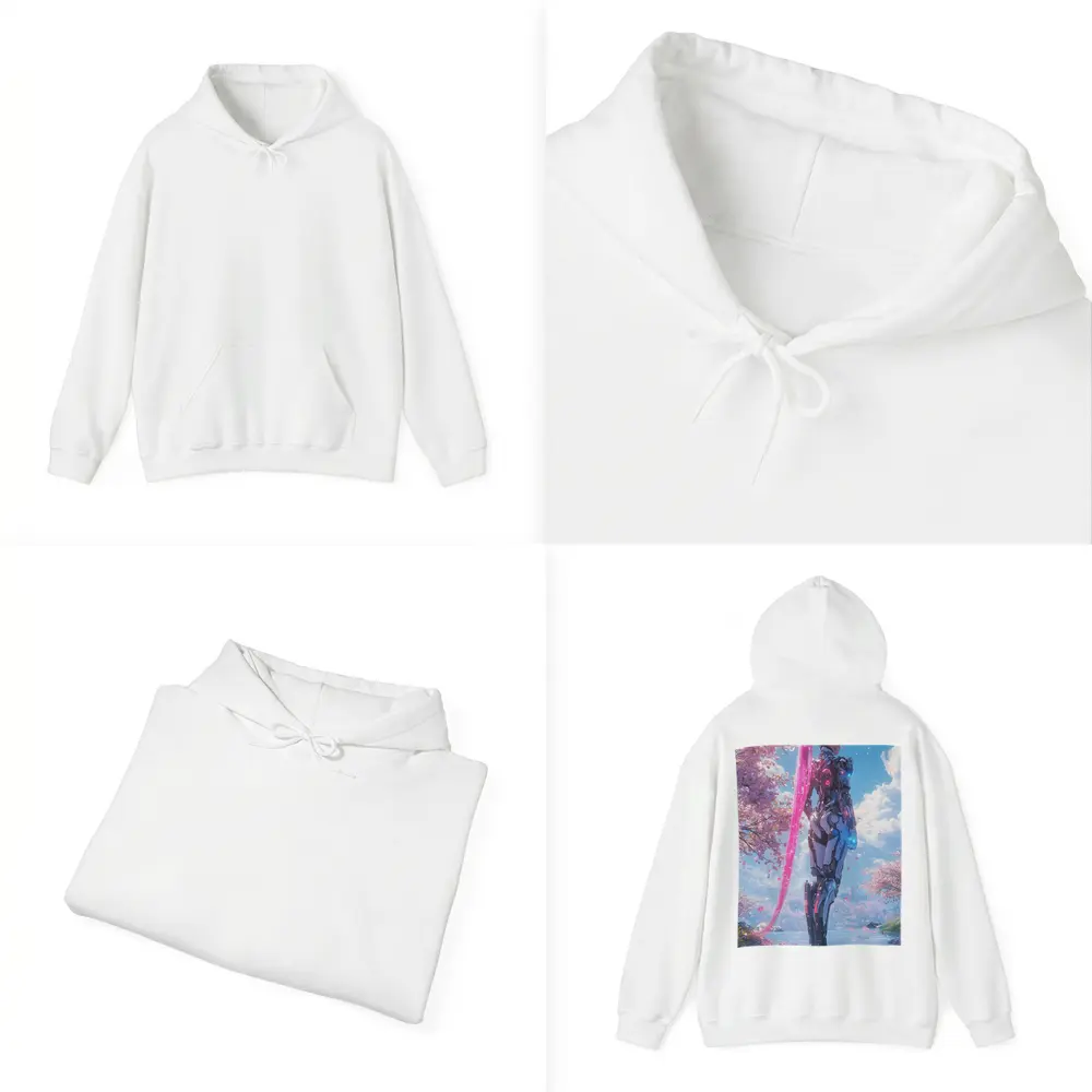 Cyberpunk Robot Girl Cherry Blossom Garden – Hoodies