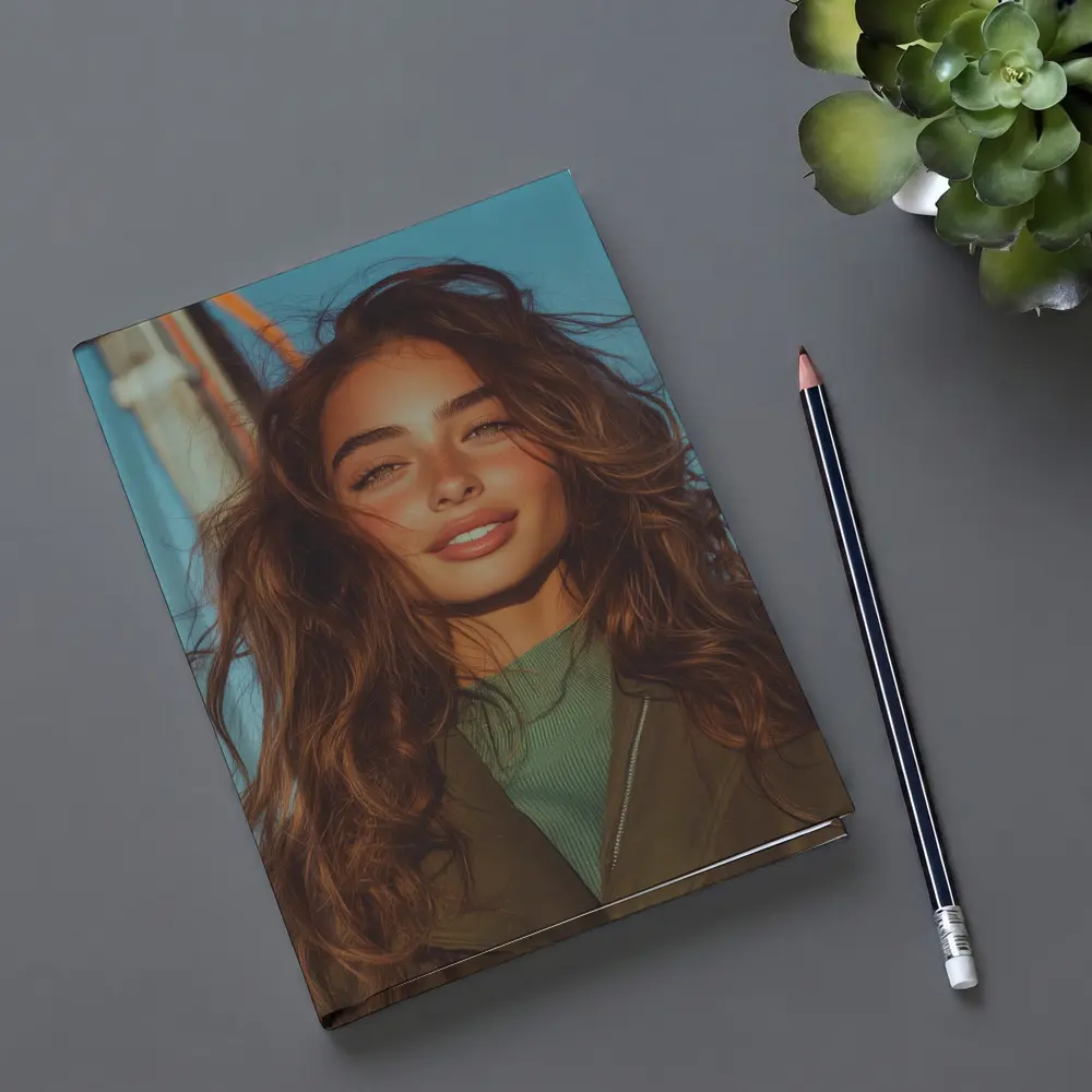 Young Woman Outdoors Blue Sky Portrait – Notebooks