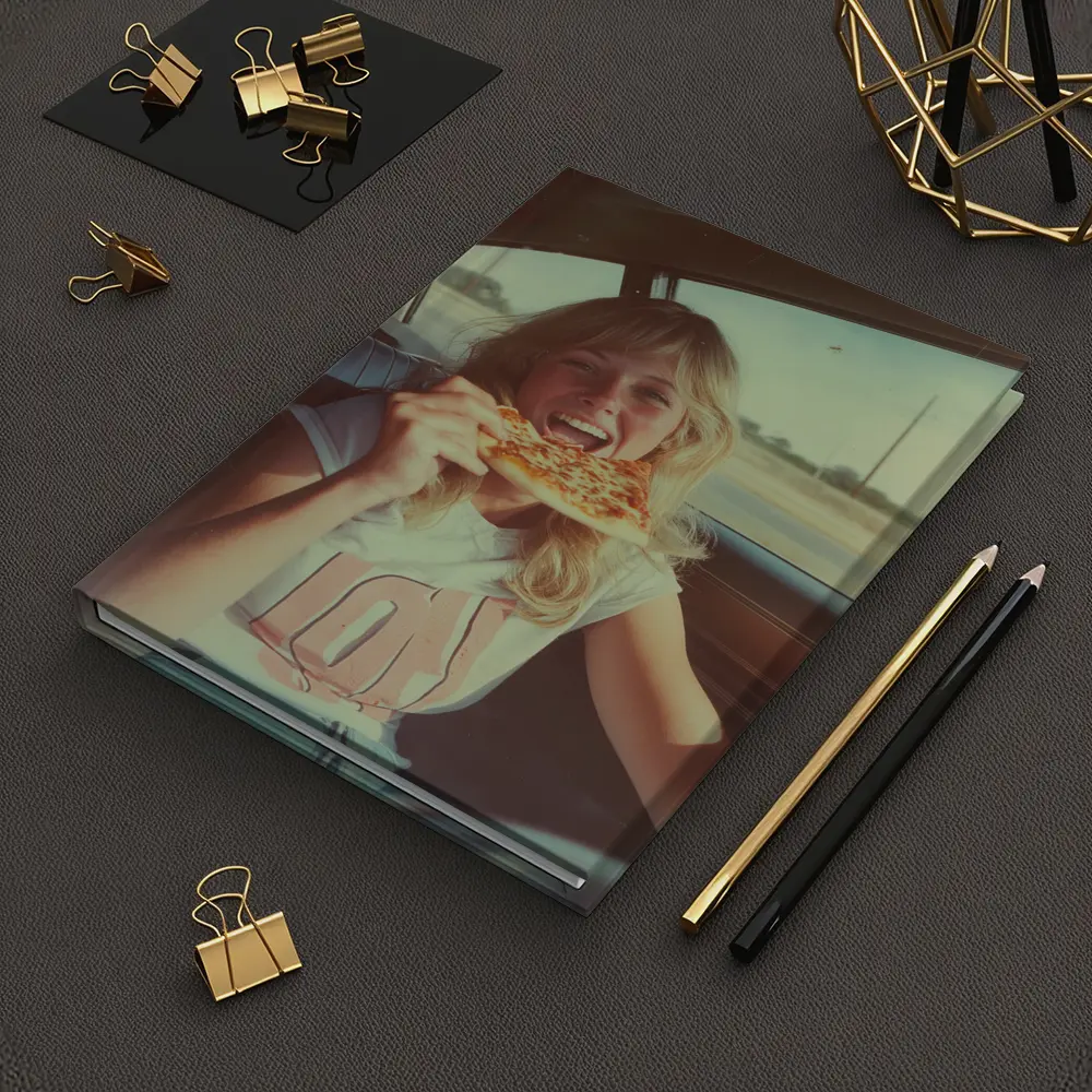 Retro Girl Eating Pizza In Car – Notebooks
