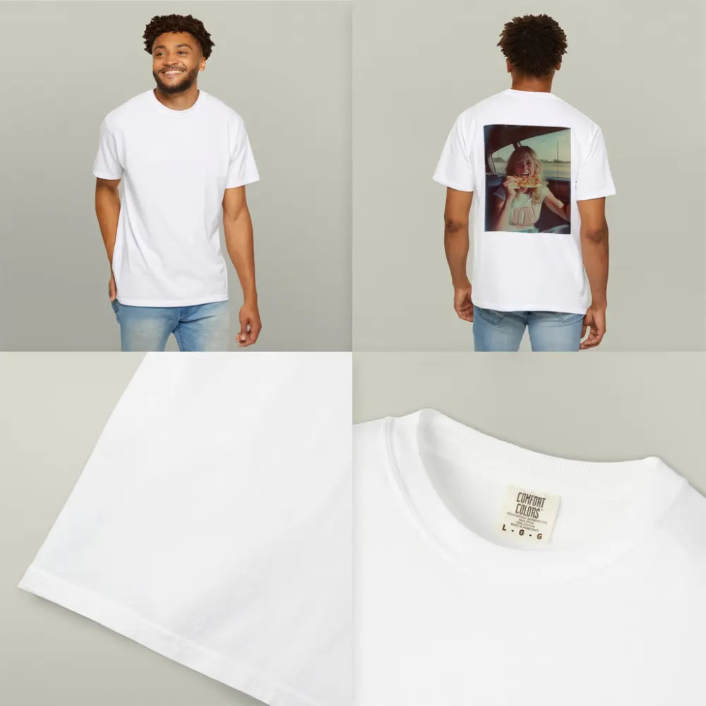 Retro Girl Eating Pizza In Car – T-Shirts
