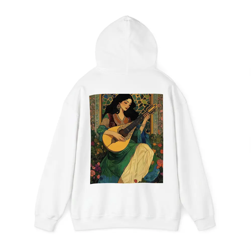 Woman Playing Lute Art Nouveau Floral – Hoodies