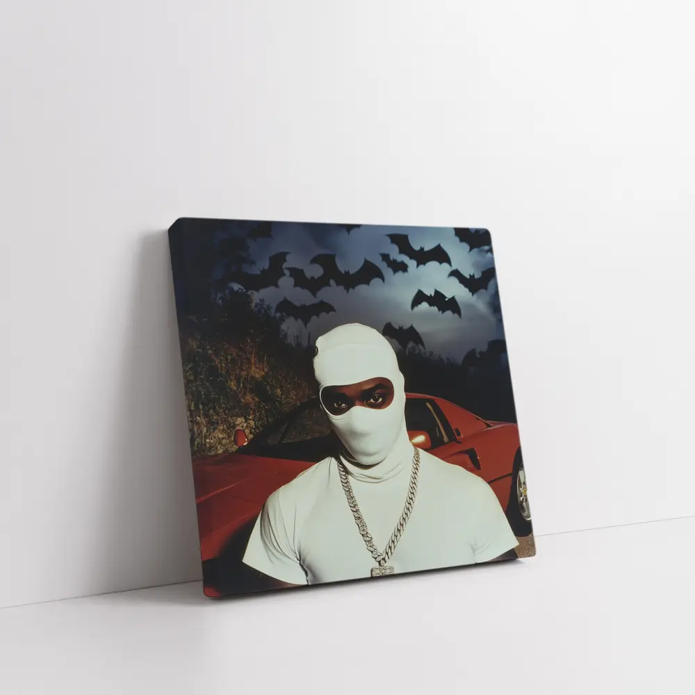 Masked Man Red Ferrari Bats Night – Wall Art