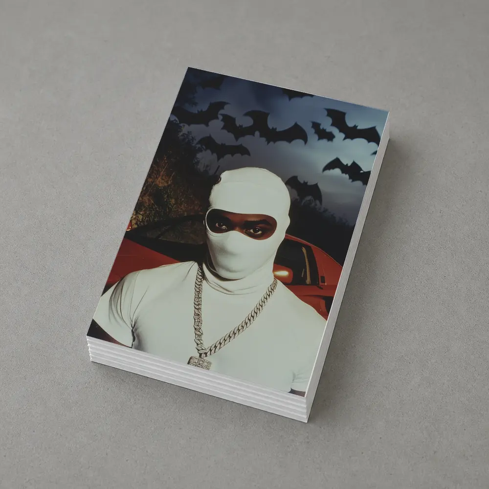 Masked Man Red Ferrari Bats Night – Postcards