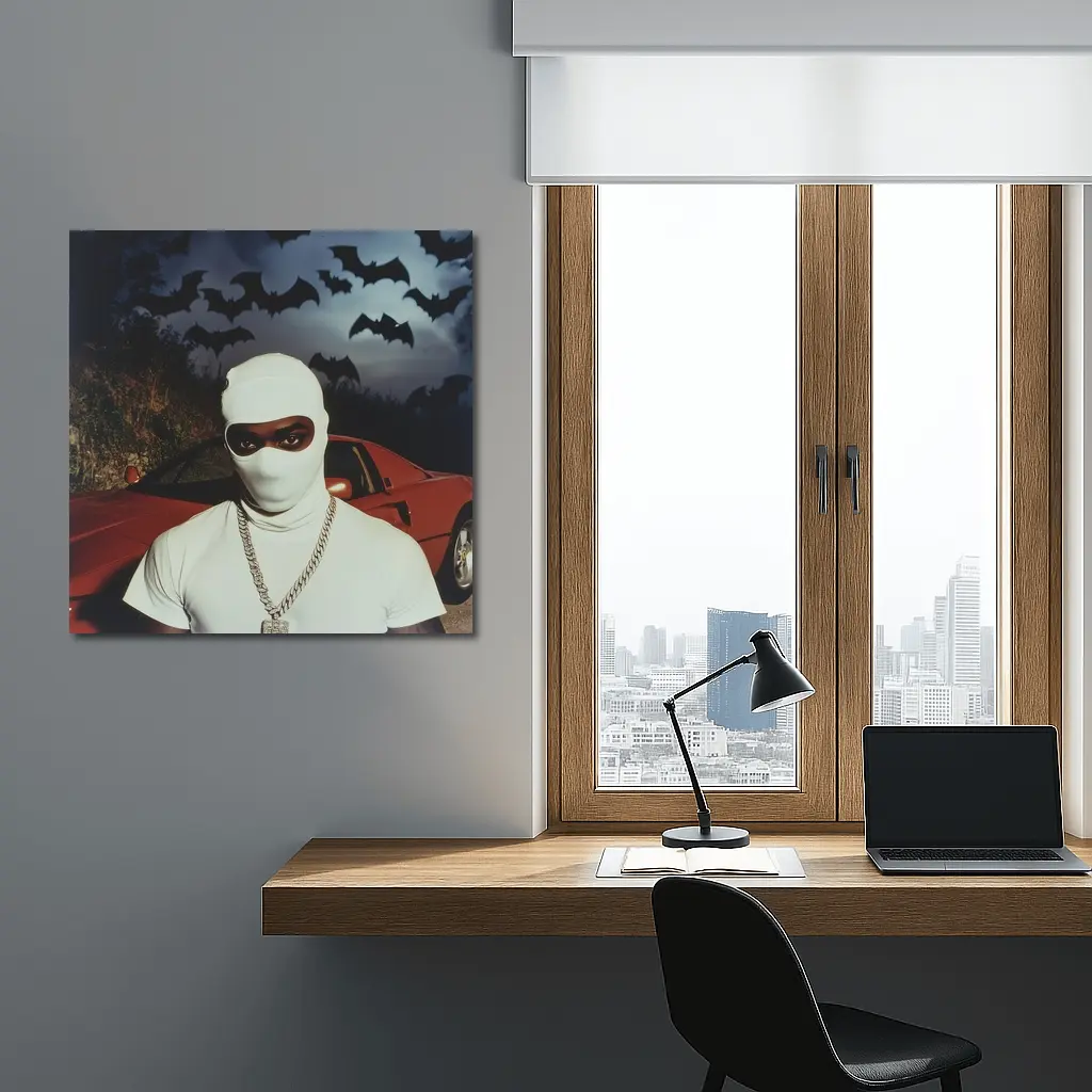 Masked Man Red Ferrari Bats Night – Wall Art