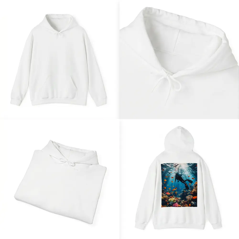 Scuba Diver Over Tropical Coral Reef – Hoodies