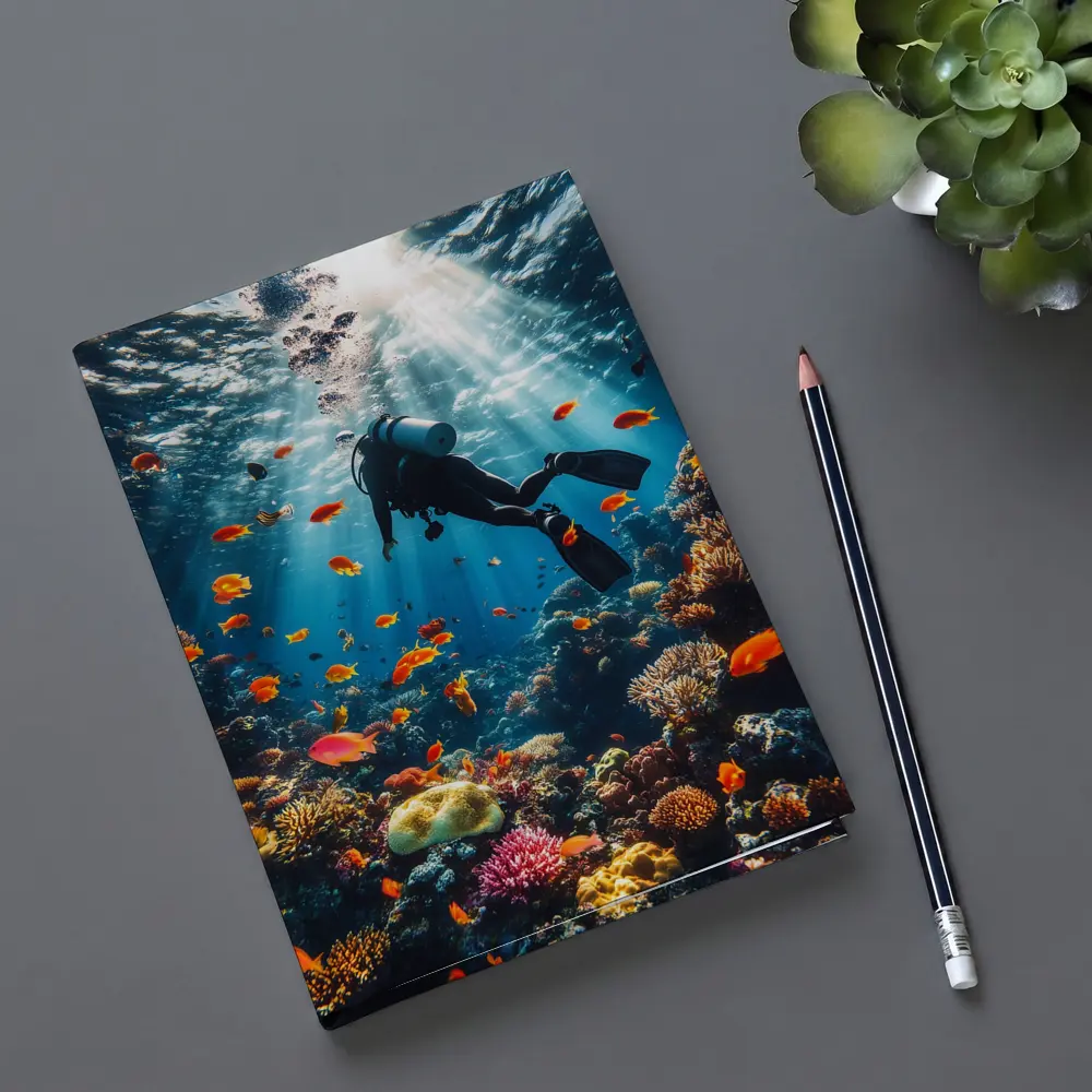 Scuba Diver Over Tropical Coral Reef – Notebooks
