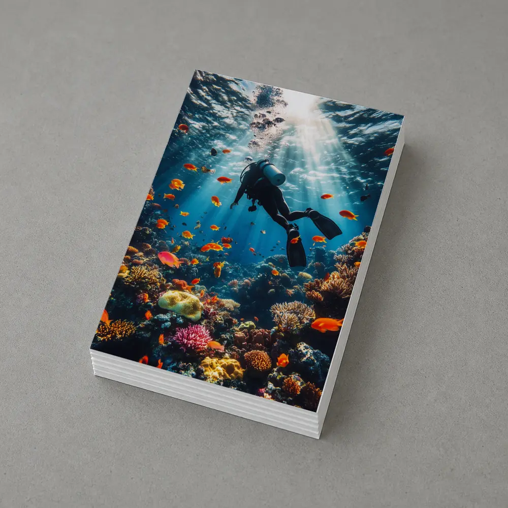 Scuba Diver Over Tropical Coral Reef – Postcards