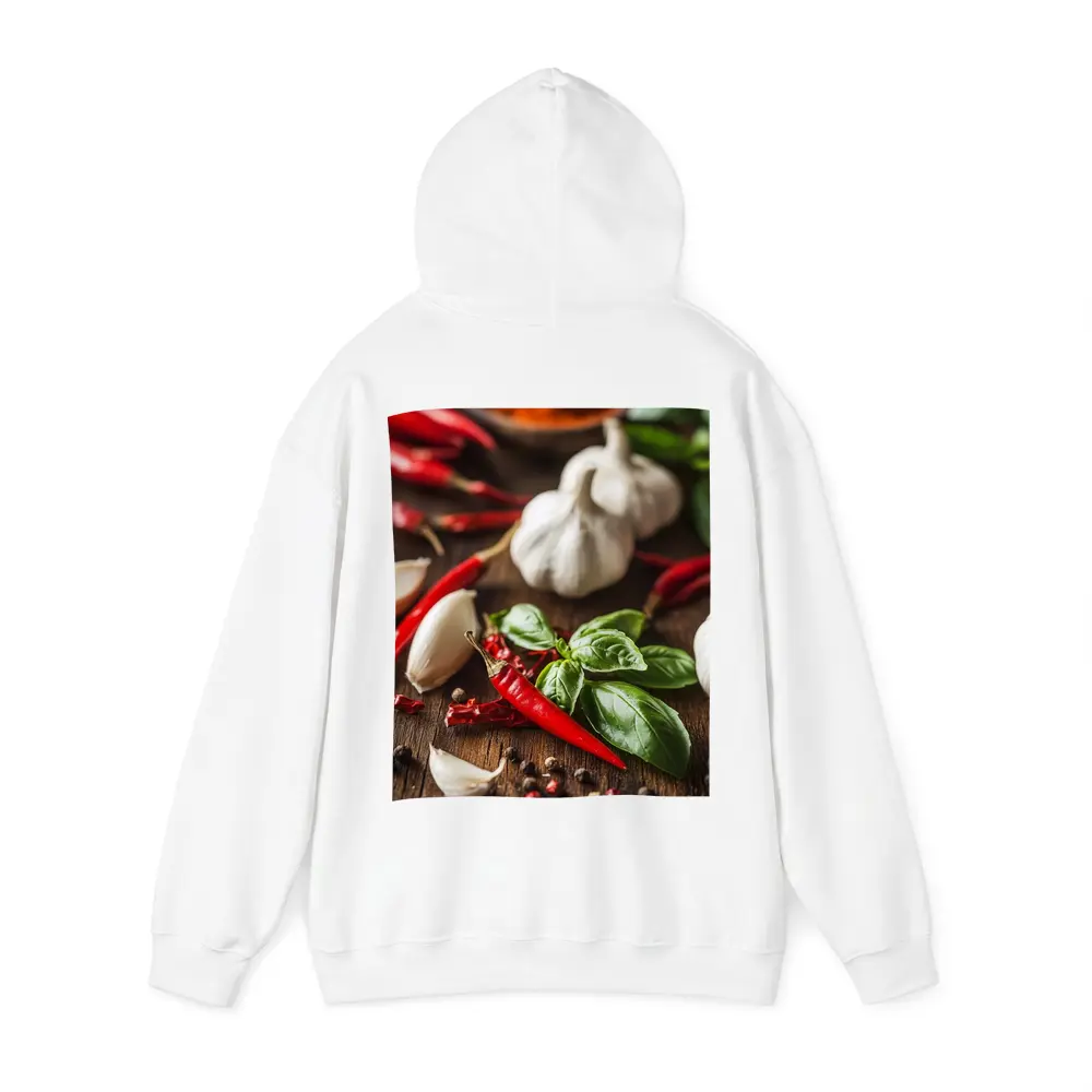 Red Chili Garlic Basil Spices Rustic Wood – Hoodies