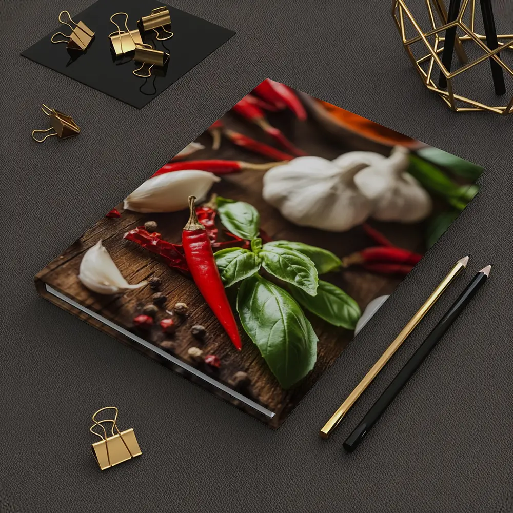 Red Chili Garlic Basil Spices Rustic Wood – Notebooks