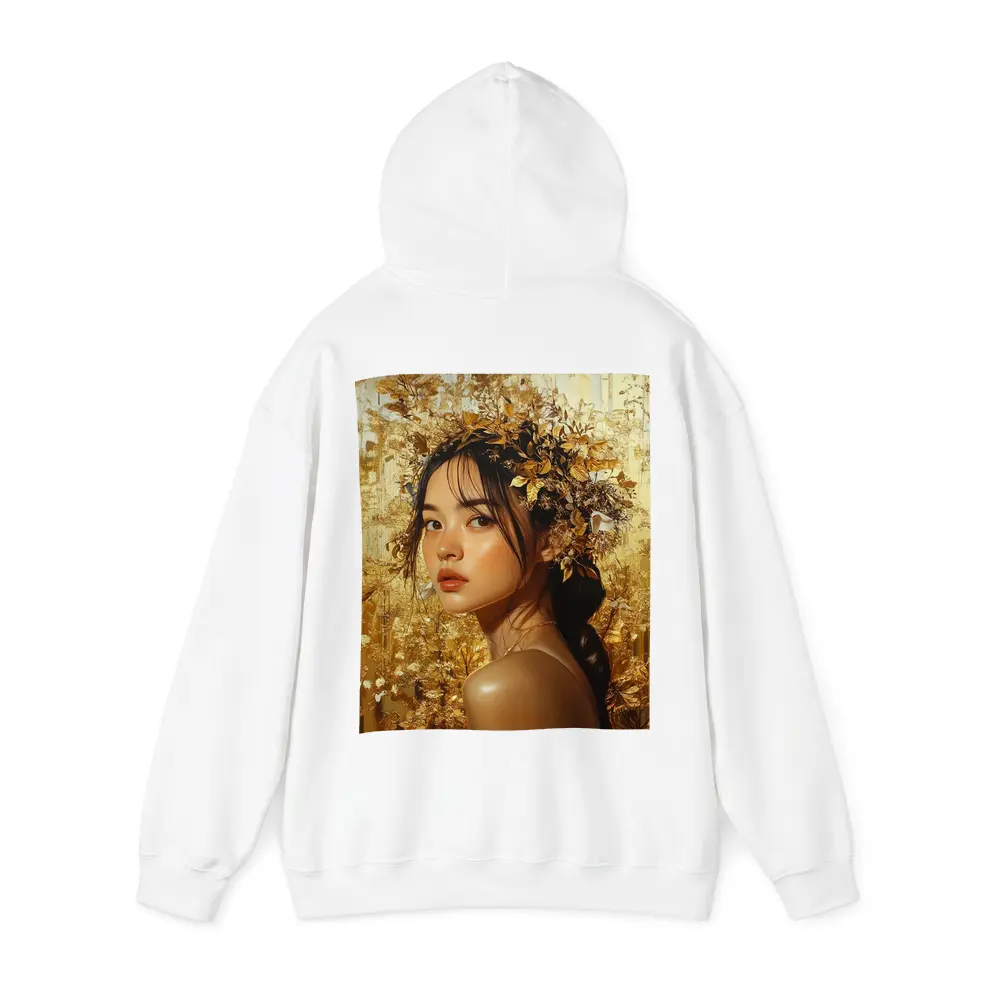 Asian Woman Golden Floral Crown Portrait Art – Hoodies