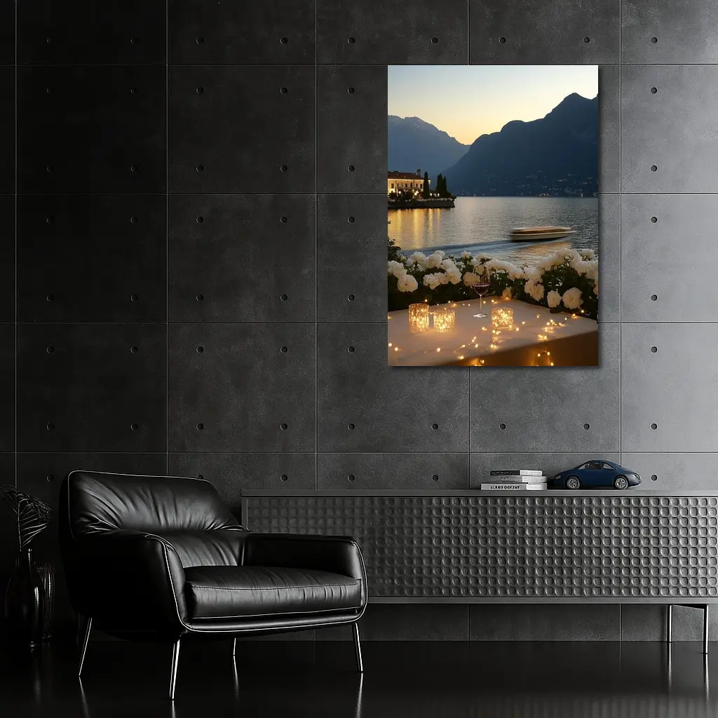 Lake Como Sunset Roses Candlelight Evening – Wall Art