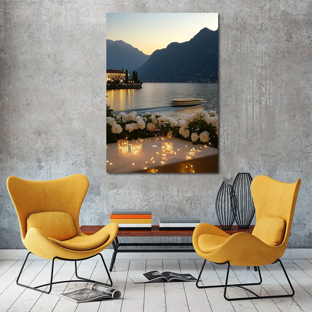 Lake Como Sunset Roses Candlelight Evening – Wall Art