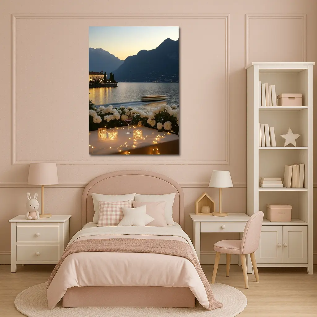 Lake Como Sunset Roses Candlelight Evening – Wall Art