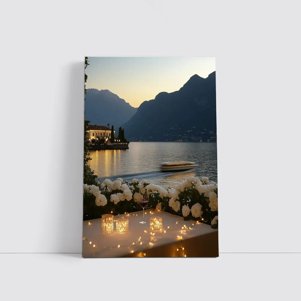 Lake Como Sunset Roses Candlelight Evening – Wall Art