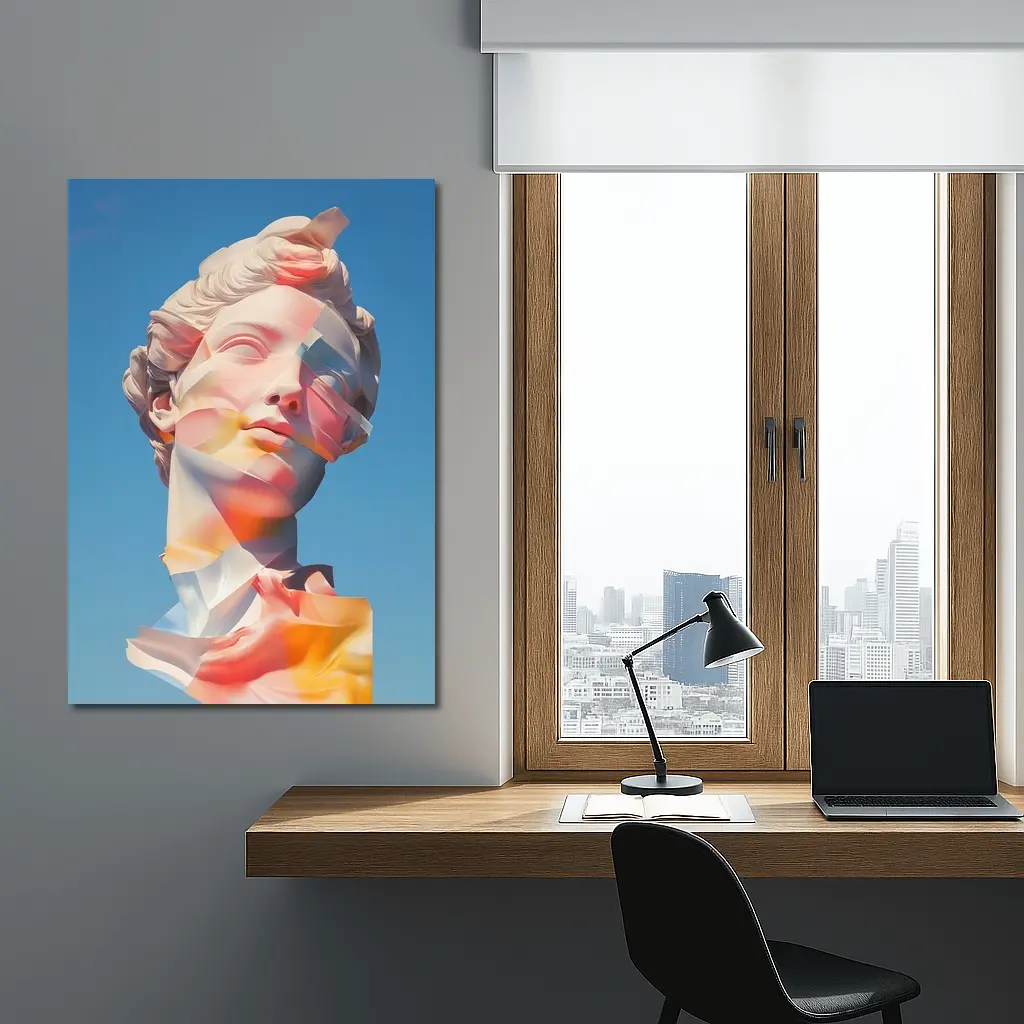 Classical Sculpture Glitch Art Blue Sky – Wall Art
