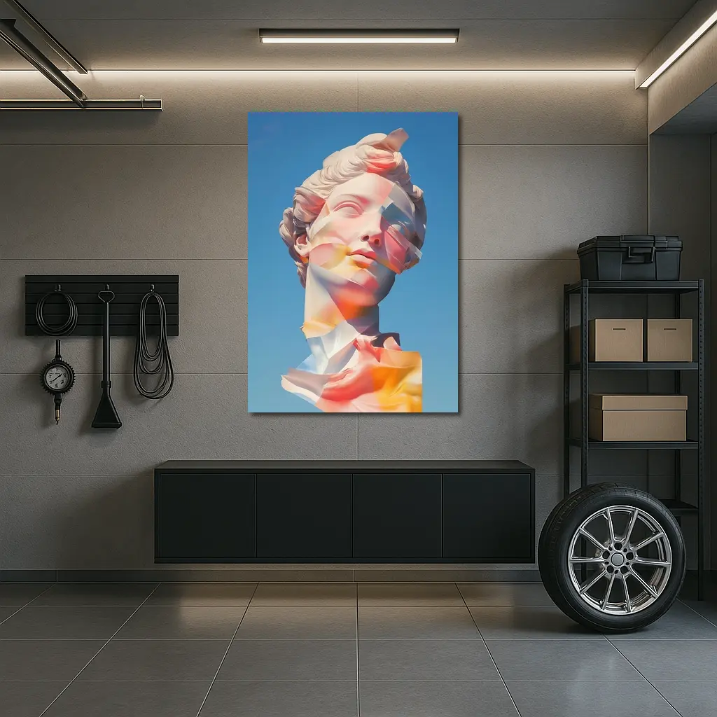 Classical Sculpture Glitch Art Blue Sky – Wall Art