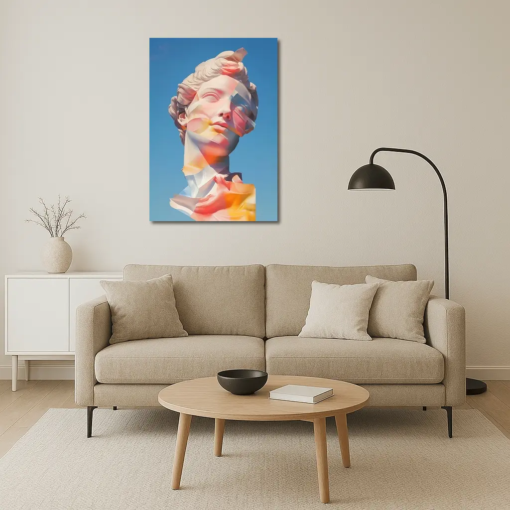 Classical Sculpture Glitch Art Blue Sky – Wall Art