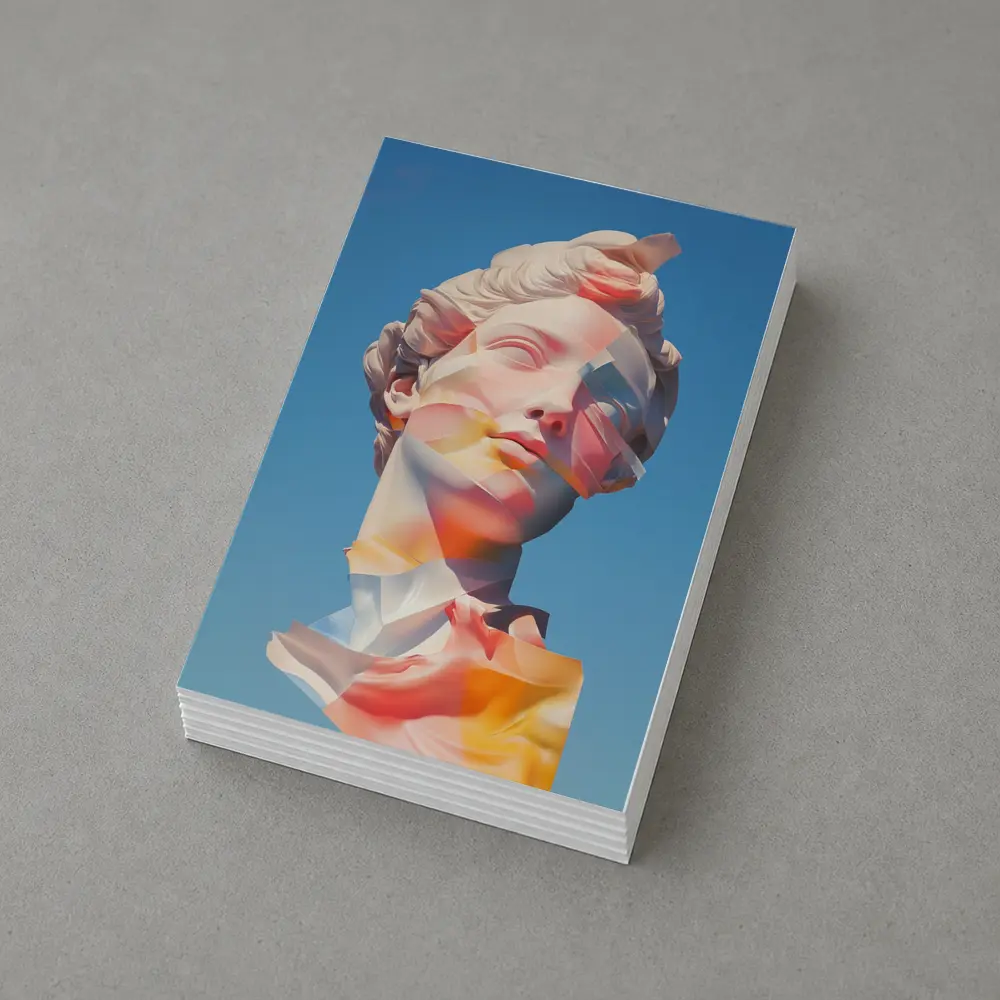Classical Sculpture Glitch Art Blue Sky – Postcards
