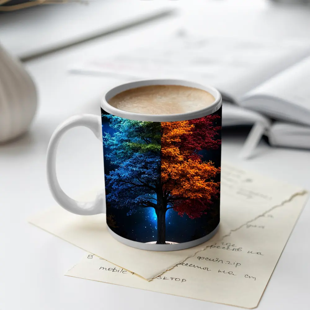 Colorful Tree Split Seasons Starry Night – Mugs