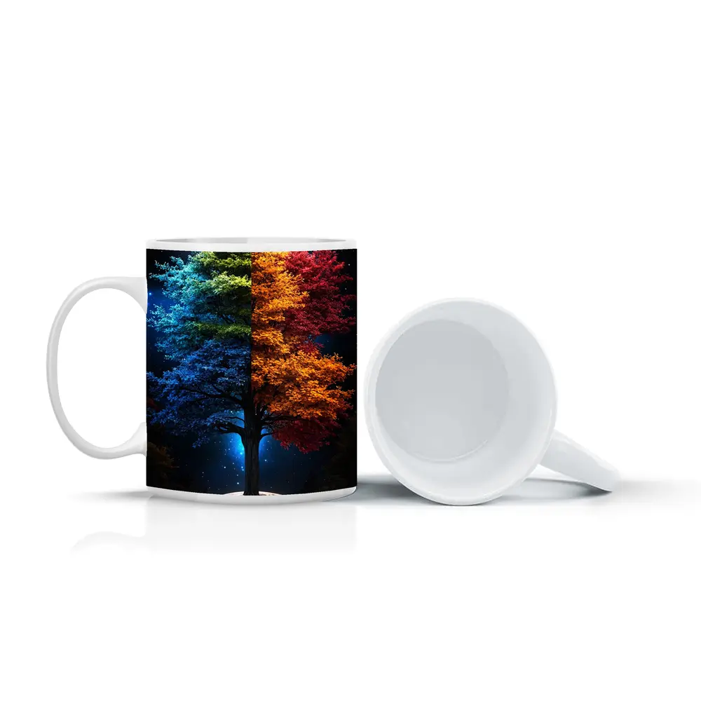 Colorful Tree Split Seasons Starry Night – Mugs