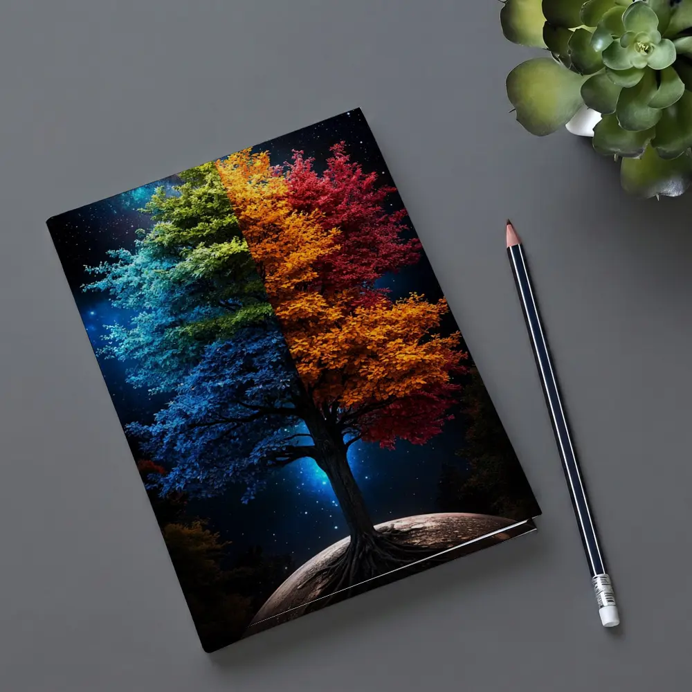 Colorful Tree Split Seasons Starry Night – Notebooks