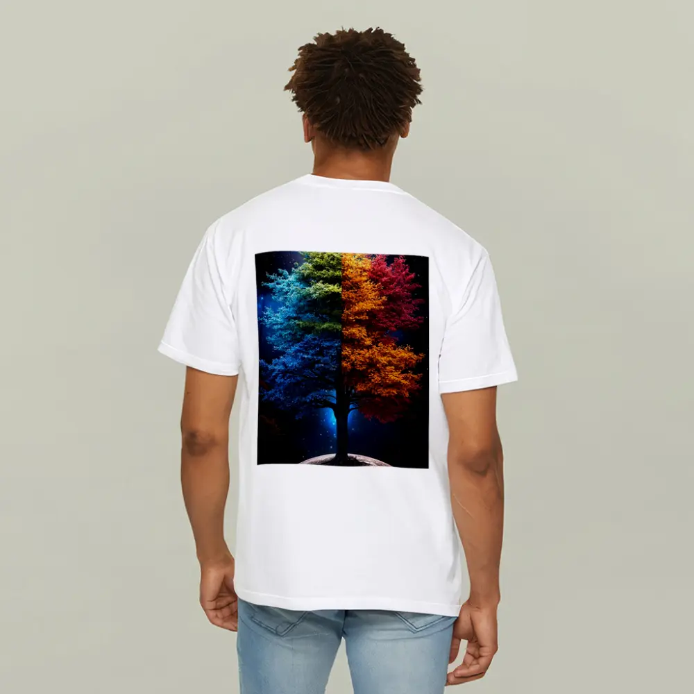 Colorful Tree Split Seasons Starry Night – T-Shirts