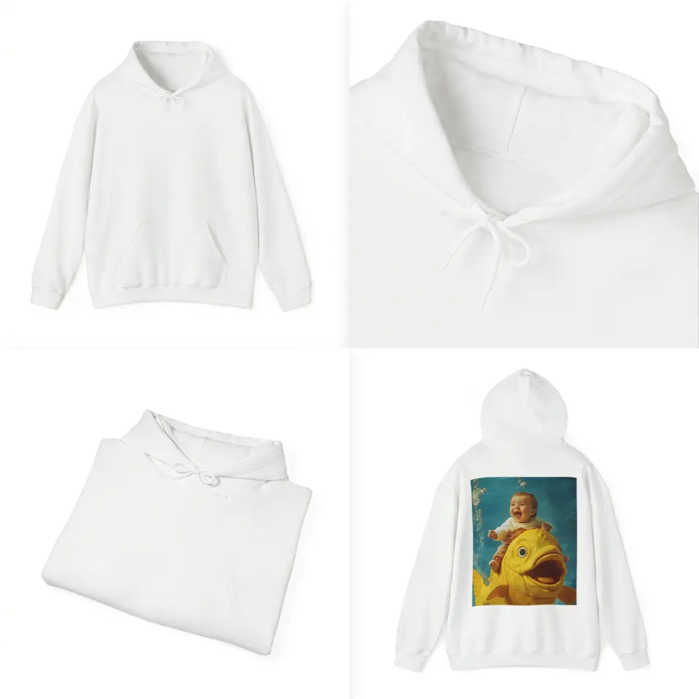 Happy Baby Riding Giant Yellow Fish Underwater – Hoodies