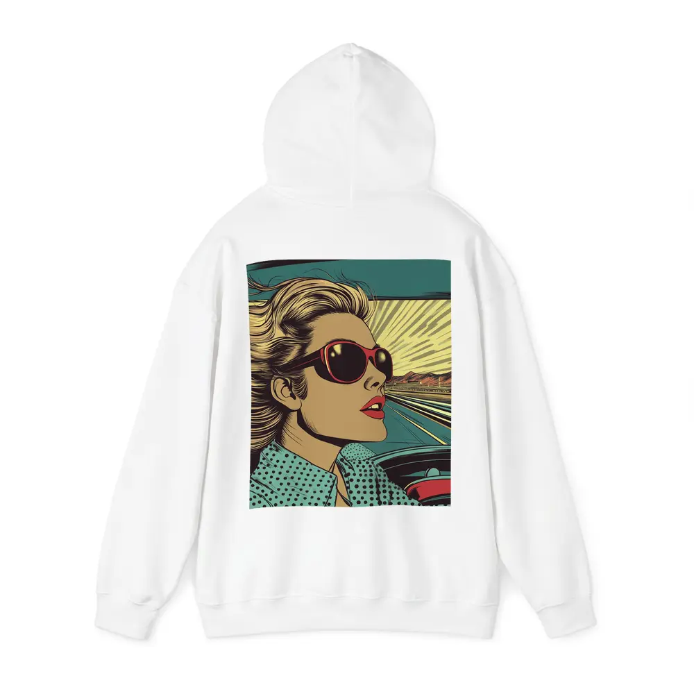 Pop Art Woman Driving Convertible Open Road – Hoodies