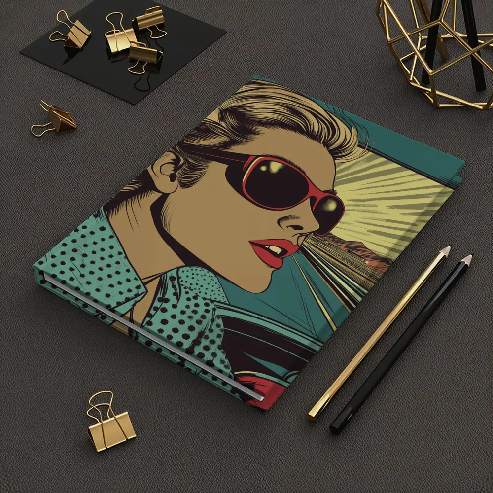 Pop Art Woman Driving Convertible Open Road – Notebooks