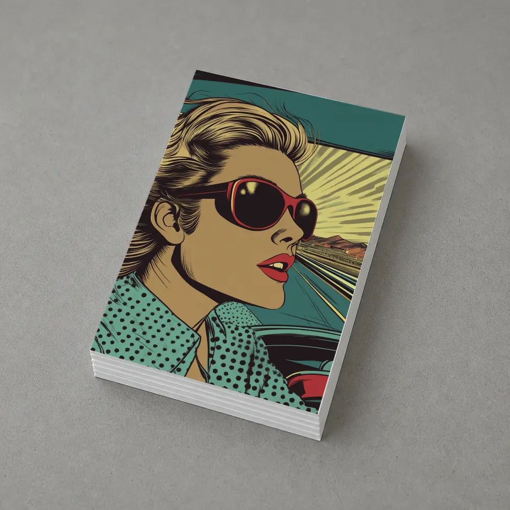 Pop Art Woman Driving Convertible Open Road – Postcards