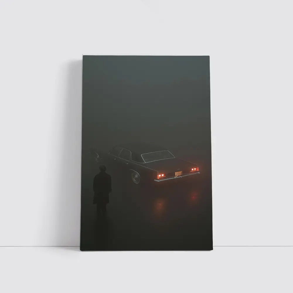 Dark Chevrolet Impala Figure Foggy Night – Wall Art