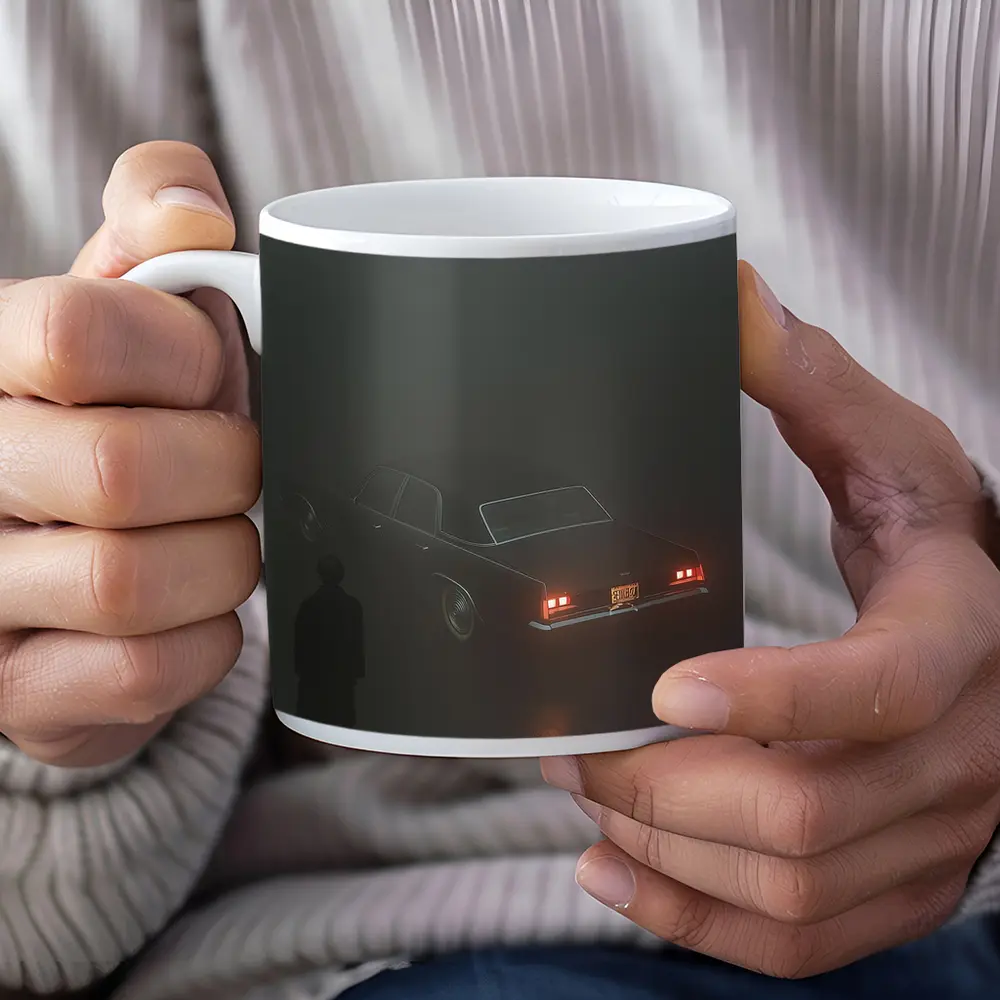 Dark Chevrolet Impala Figure Foggy Night – Mugs