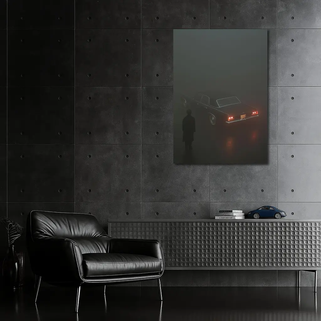 Dark Chevrolet Impala Figure Foggy Night – Wall Art