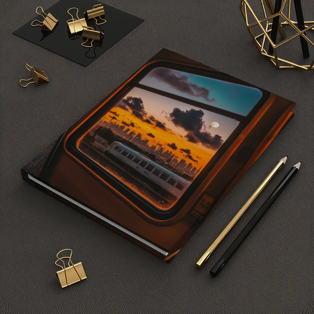 City Skyline Sunset View Train Window – Notebooks