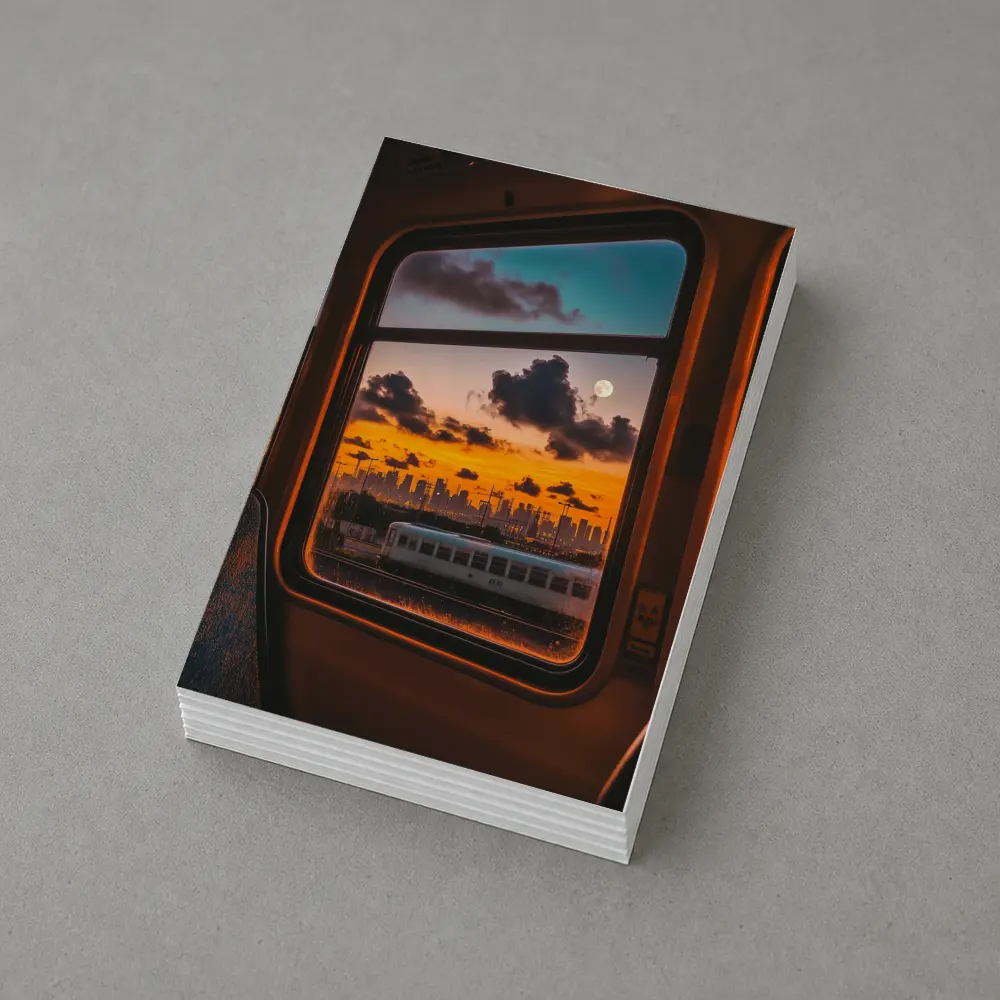 City Skyline Sunset View Train Window – Postcards