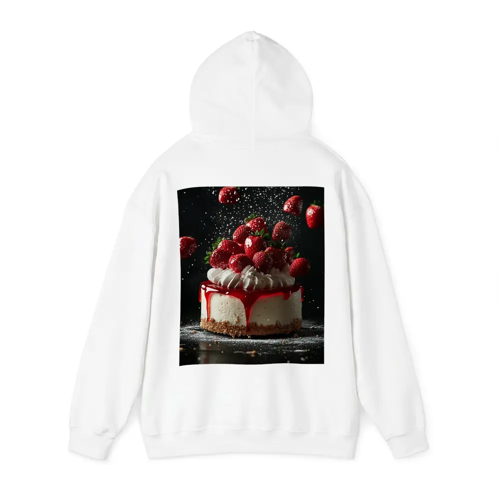 Strawberry Cheesecake Dark Background Food Art – Hoodies