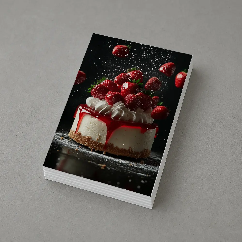 Strawberry Cheesecake Dark Background Food Art – Postcards