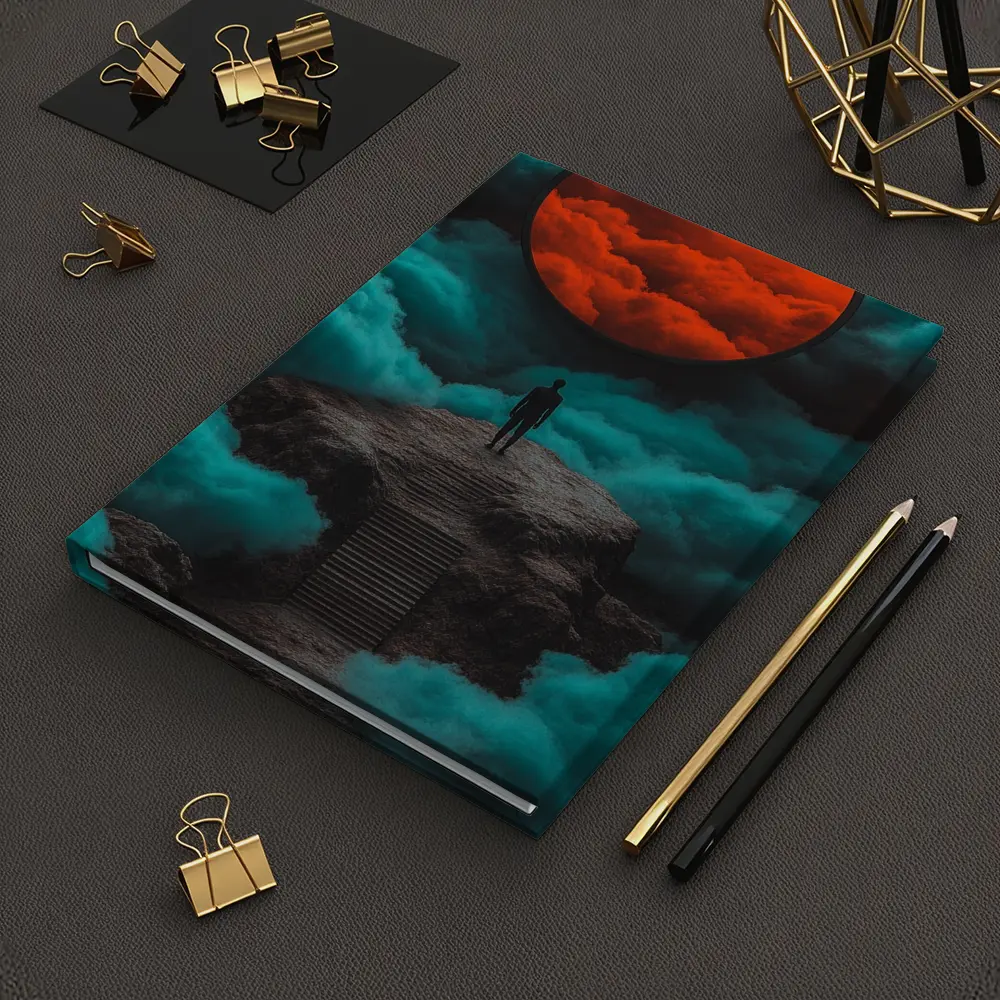 Lone Figure Red Moon Surreal Clouds – Notebooks