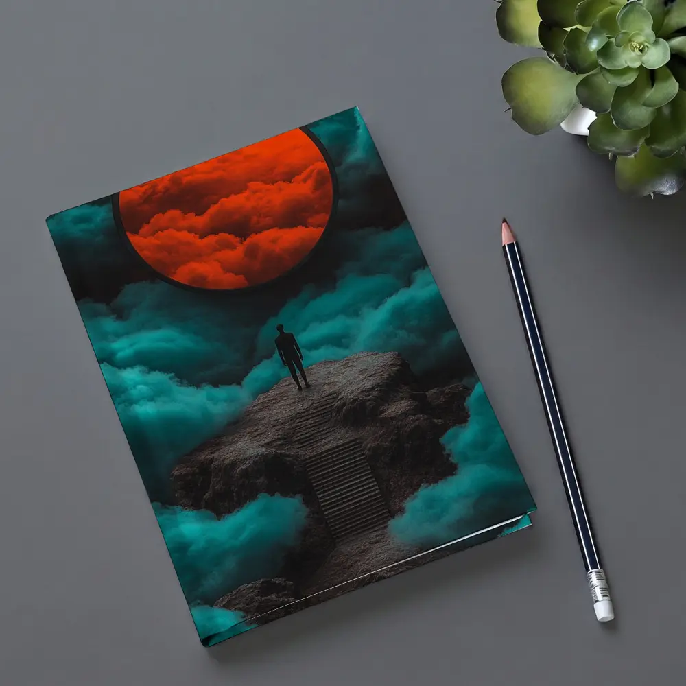 Lone Figure Red Moon Surreal Clouds – Notebooks