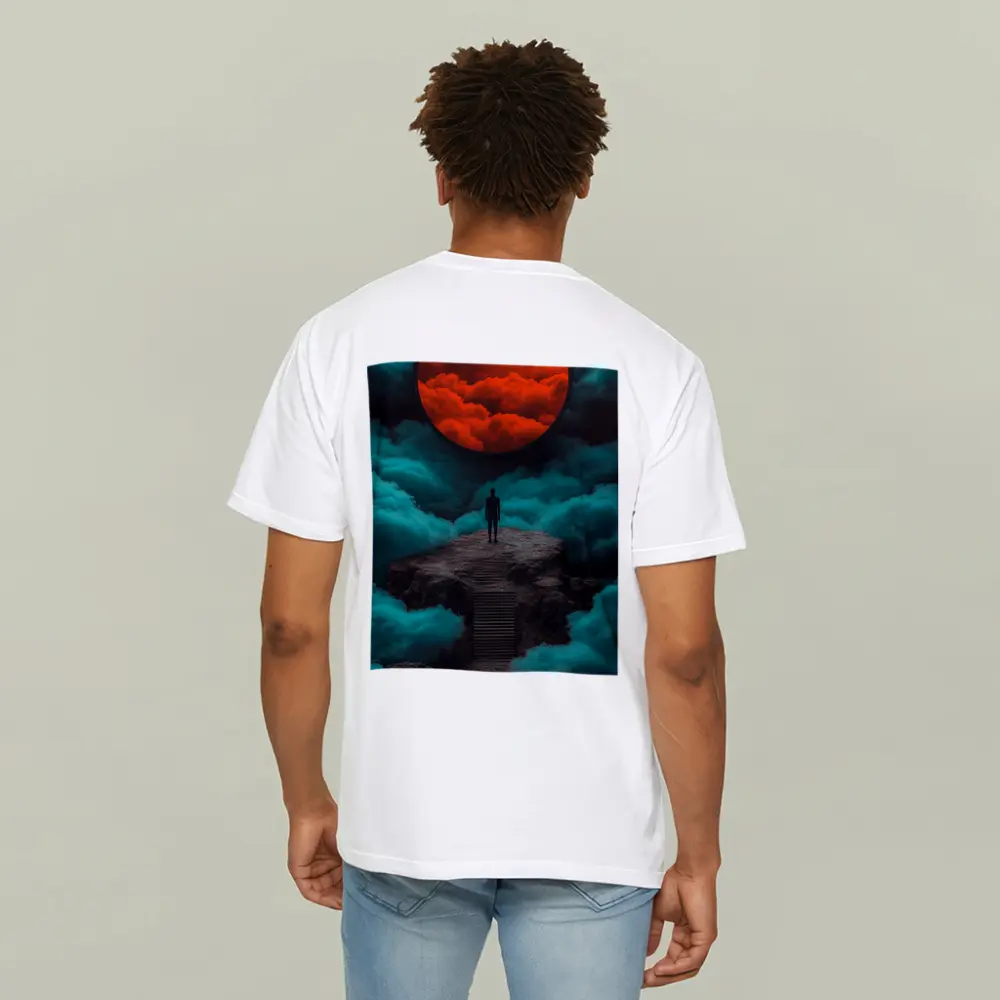Lone Figure Red Moon Surreal Clouds – T-Shirts