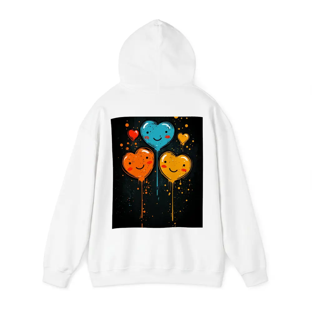 Smiling Cartoon Hearts Graffiti Dark Background – Hoodies