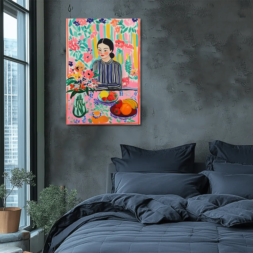 Woman With Fruit Bowl Floral Matisse Style – Wall Art