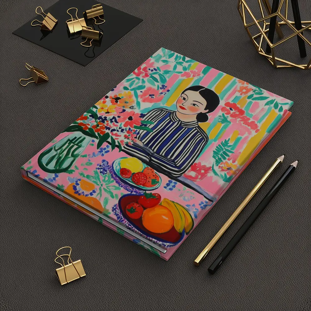 Woman With Fruit Bowl Floral Matisse Style – Notebooks