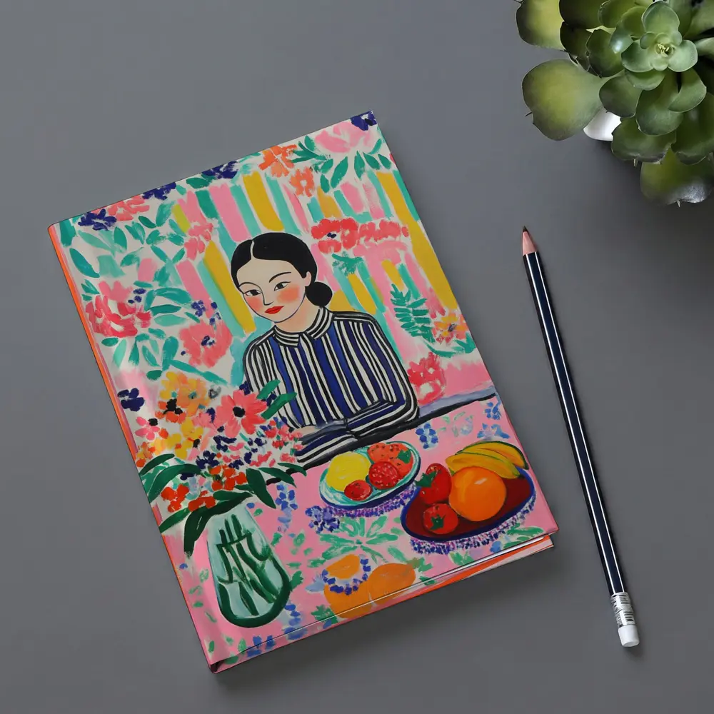 Woman With Fruit Bowl Floral Matisse Style – Notebooks