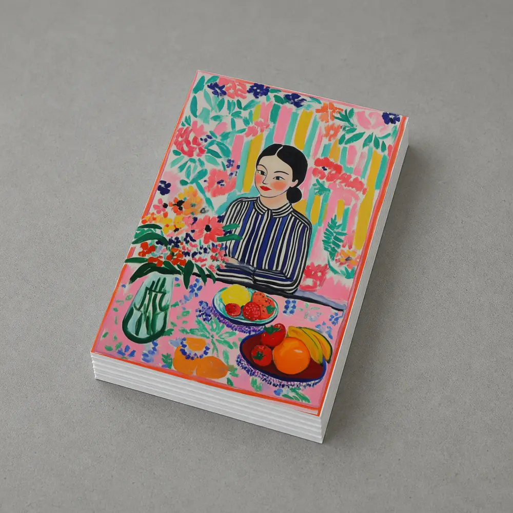 Woman With Fruit Bowl Floral Matisse Style – Postcards
