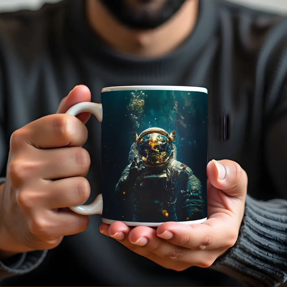 Astronaut Floating Underwater Earth Reflection – Mugs